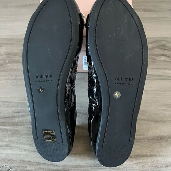 NIB vintage Miu Miu black patent flats with silvertone buckle hardware sz 11 - Picture 5 of 11